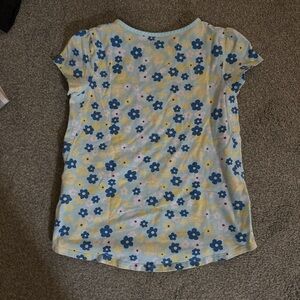 Lands' End Kids Floral Tee - Blue and Yellow